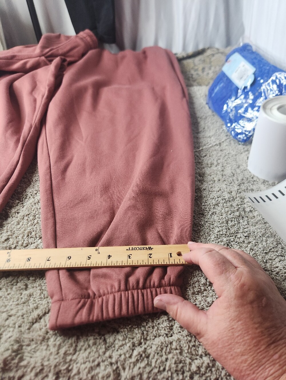 Women's High-Rise Tapered Ankle Fleece Joggers - Ava & Viv Mauve 3X - Picture 12 of 13